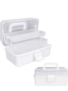 1pc Tackle Box Organizers And Storage,9.8inch Craft Organizers And Storage,Three-Layer Sewing Box Adjustable Spacers Portable Handled With 2 Trays,Medicine Storage Box With Handle For Nail,Makeup,Diamond Painting,Building Blocks And Sewing Box - One Size Fits All - View 8
