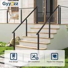 2Pack Railing Stair Posts, 42" Adjustable Top 33 Degree Drilled Fit 25-35 Degrees, Black With Stainless Steel Grommets - 2 Posts + Stair - View 8