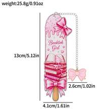 Kawaii Pink Bow Popsicle Shaped Metal Bookmarks, Fantasy Romance Reader Printed Stainless Steel Page Marker With Decorative Bow Chain, Cute Literary Souvenir For Teen Girls - Square - View 16