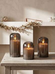 3pcs Flameless Candle Lights With Timer Remote Control, Battery Operated Warm Candle, Suitable For Halloween, Christmas, Valentine's Day, Gift, Birthday, Proposal, Wedding, Party, Dining Table - Gray-warm Light - View 4