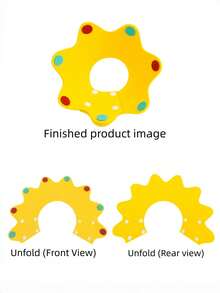 1pc Yellow Crown Polka Dot Pet Recovery Elizabeth Collar, Adjustable Non-Irritating Felt Cat Neck Collar, Anti-Scratch Anti-Bite, Suitable For Pet Grooming And Birthday Party Decoration - Multicolor - View 3