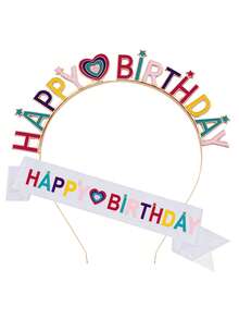 1件/2件/1套 時尚彩色 HAPPY BIRTHDAY 字母髮箍 生日派對肩帶式髮箍套組 - 彩色 - 查看 9