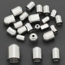 10pcs Stainless Steel Rope End Caps DIY Handmade Bracelet End Accessories Approx. 3mm/4mm/5.5mm Hollow Hole Leather Rope Braided Rope End Stoppers Suitable For DIY Bracelets Necklaces Phone Chains Wire End Fixing Buckles Jewelry Connector Parts Rope And Shoe Accessories Materials DIY Jewelry Making Rope End Accessories - Round Head Bucket Buckle - View 10