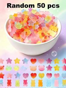 20/50/100 buah Permen Lunak Berwarna-warni Berbentuk Hati, Dekorasi Plastik DIY Cocok untuk Casing Ponsel, Jepit Rambut, Kerajinan Resin, Berbagai Aksesoris Bertema Cinta - Permen Gummy Buatan Sendiri - View 20