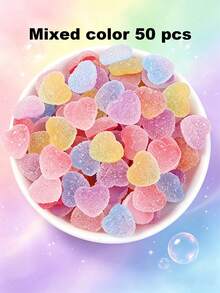 20/50/100 buah Permen Lunak Berwarna-warni Berbentuk Hati, Dekorasi Plastik DIY Cocok untuk Casing Ponsel, Jepit Rambut, Kerajinan Resin, Berbagai Aksesoris Bertema Cinta - Permen Gummy Buatan Sendiri - View 14