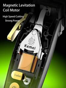 Kemei 2件組新款夏季專業理髮剪+理髮器套裝，2035磁性馬達理髮剪，男士理髮剪髮機，T型刀頭理髮器或鬍鬚修剪機套裝，送給男士的禮物 - 綠色 - 查看 11
