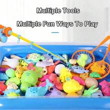 Magnetic Fishing Toy Set With Rod Net Pool Floating Fish, Parent-Child Bath Game For Indoor Outdoor Summer Play, Random Color Style Kids Gift - Multicolor - View 7
