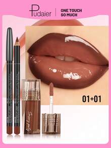 Pudaier 4-Piece Lip Liner & Lip Gloss Set - Silky Precise Lip Liner & Moisturizing Lip Gloss, Create Stunning Glow - Multi-Color Versatile Lip Makeup, Suitable For Daily Looks, Parties And Vacations - 4PCS - View 5