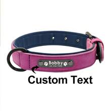 Customized PU Vintage Industrial Style Dog Engraved Collar, Solid Muted Color Tone, Soft Lining Anti-Lost Adjustable ID Tag, For Small & Medium Dogs - Multicolor - View 14