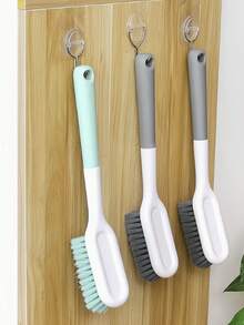 Long Handle Cleaning Brush + Hook, Stiff Bristle Brush, Suitable For Washing Clothes And Shoes, Multi-Function Gap Cleaning Brush, Home Helper - A - View 2