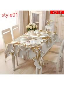 1pc 3D Embossed Floral Tablecloth, Modern Minimalist Nordic Style Home Decor, Rectangular Polyester Material, Washable & Reusable, Suitable For Daily Home, Dining Room, Living Room, Parties, Indoor/Outdoor Use - Multicolor - View 16