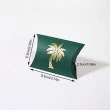 20pcs Elegant Saudi Arabia Palm Tree Pillow Gift Boxes, Green White Party Favor Boxes With Gold Foil Pattern, Eid Ramadan & National Day Wedding Treat Packaging With Ribbon Bow - 9.5X6.5X2.5cm - View 9