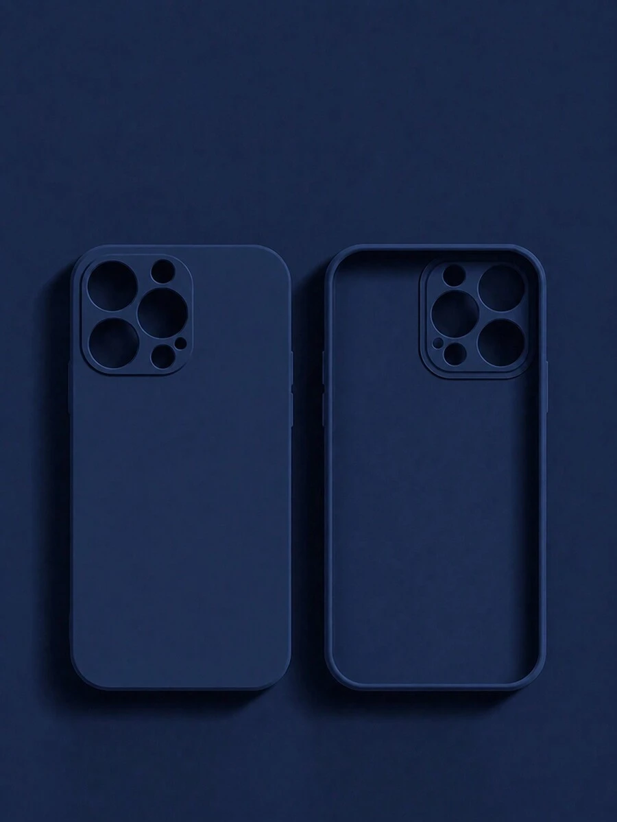 VRNOEI Deep Blue Slim Fashion Straight Edge Phone Case, Lens Protection Design, Shockproof Function, Compatible With IPhone 11 12 13 14 15 16 17 Pro Max