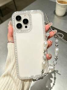 2件裝 DIY 時尚透明手機殼，閃亮水鑽設計配銀色珠鏈，相容 iPhone 17 Pro Max、17 Pro、16e、16 Pro、15 Pro、14、13、12、11、XS 和 XR，亦相容 Galaxy S26、S25、S24 和 S23，簡約春季主題，適合日常使用，送給朋友、同學或親人的完美禮物，也適合個人使用 - 無色 - 查看 5