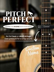 Customized Text Guitar Capo, Personalized Metal Wood Grain Guitar Capo, Suitable For Electric Guitar And Acoustic Guitar, Birthday Gift, Ukulele, Father's Day Gift, Boyfriend Gift, Anniversary, Husband Gift - Multicolor - View 4