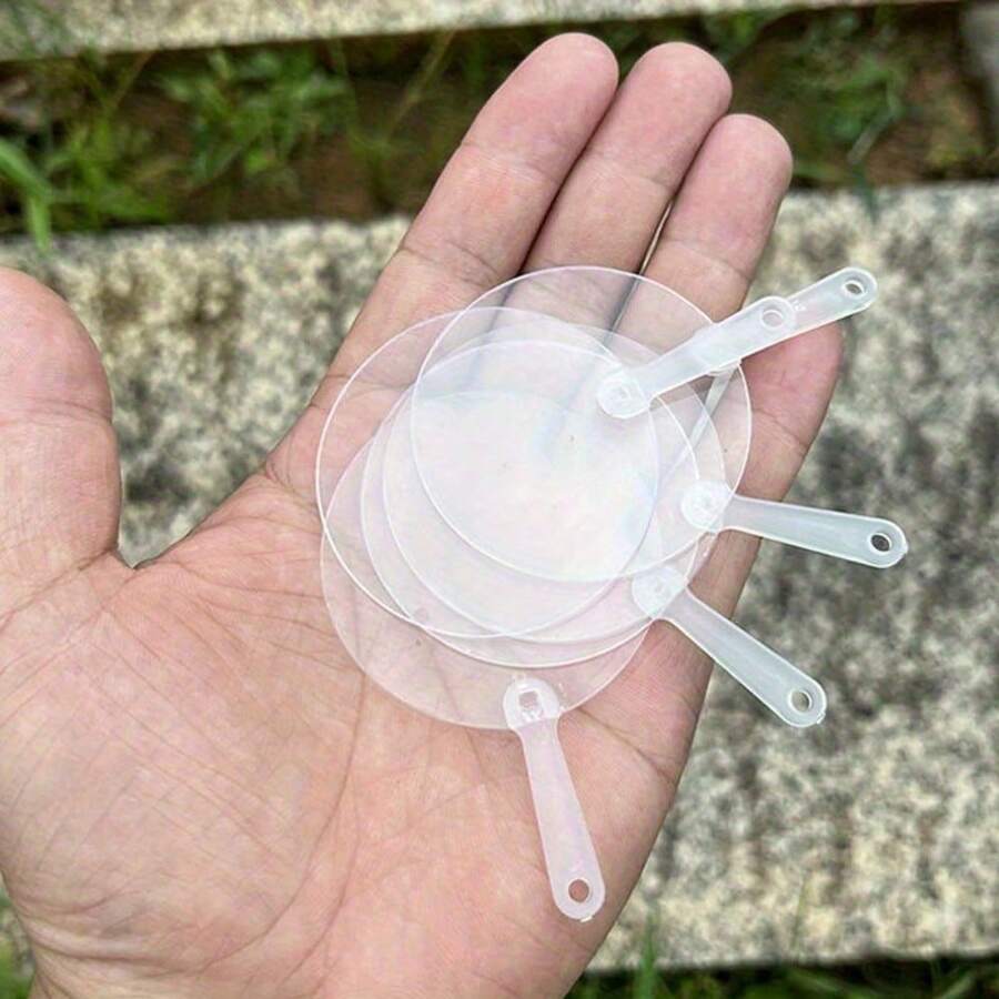 50個 5cm 可愛迷你透明空白扇子，兒童DIY藝術扇，婚禮生日派對小禮品，情侶與朋友禮物，夏季戶外活動度假旅行配件與禮品 - 透明 - 查看 1