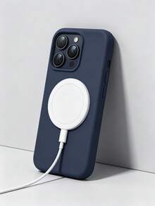 VRNOEI Casing Pelindung Minimalis Magnetik Biru Tua, Kompatibel dengan iPhone 17 Pro Max, 11 13 12 14 15 16 Pro Max, Mendukung Pengisian Daya Nirkabel, Perlindungan Kamera Beludru, Casing Ponsel Seri, Aksesori Casing Ponsel Unisex - Biru tua - View 3
