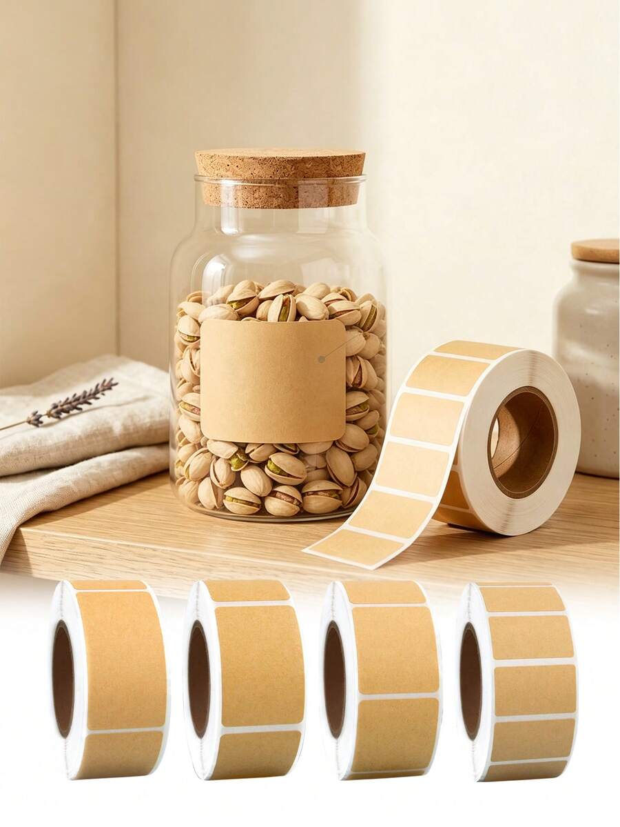 800/420/320/260pcs Kraft Paper Self-Adhesive Stickers, Writable Labels, Classification Storage Marking Stickers, Memo Stickers, Name Tags - Multicolor - View 1