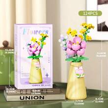 12 Styles Building Block Eternal Flower Vase Desktop Decor, Assembled Building Blocks, Small Particle Micro Building Block Flowers, Rose Sunflower Artificial Flower Model, Birthday Gift, Holiday Gift - Multicolor - View 13