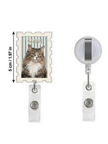 Personalized Pet Badge Clip, Custom Cat Dog Photo Stamp Acrylic Retractable ID Clip, Pet Owner Office Portrait Name Clip Accessories - Multicolor - View 6