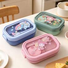 1pc Lunch Box - Pink - With Utensils, Bento Box With Spoon, Microwave Adult Lunch Box, Insulated Bento Lunch Bag, With Sauce Container, Stackable Food Storage Container Set - Multicolor - View 8