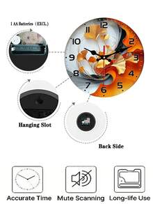 10/12-Inch Boho-Chic Ginkgo Leaf Wall Clock - Round Silent Flat Design In Wooden, European And Style - Batteries Not Included - A - 查看 6