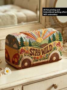 Campus Style 2D Flower Bus Pattern Pencil Case/Stationery Storage Bag - Multi-Functional Large Capacity Design, Can Be Used To Store Office Supplies, Creative Multi-Purpose Pen Box Or Portable Travel Makeup Bag, Suitable For Students And Adults Daily Use, Meets Stationery Storage, Daily Organization, Overnight Travel, Vacation And Gym Storage Needs, Back To School Dorm Essential (2D Pattern, Not Embroidered) - Multicolor - View 8