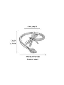 Anillo de mujer con diseño de libélula y hoja chapado en oro de 18K, anillo ajustable abierto resistente a la decoloración, joyería de boda única, adecuado para vacaciones, fiestas y accesorios de baile, regalo perfecto de cumpleaños/aniversario para novia/mamá/mejor amiga - Varios - Ver 10