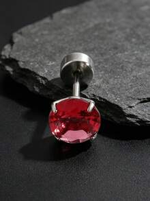 1/4 buah Anting Tusuk Stainless Steel Bergaya Hip-Hop Punk Modis dan Personalisasi Warna-warni dengan Batu Permata, Perhiasan Tindik Tulang Rawan Minimalis Serbaguna Gaya Y2K, Unisex, Cocok untuk Aksesori Pemakaian Sehari-hari - Perak - View 5