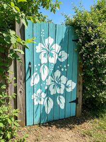 Juego de 6 piezas de pegatinas decorativas de flores de hibisco de plástico reutilizables, adecuadas para manualidades DIY, decoración del hogar, pintura en camisetas y lienzos, arte de pared y decoración de muebles - Conjuntos - Ver 3