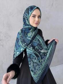 1 Piece Chiffon Hijab Printed Scarf, Elegant And Luxurious Retro Color Women Headscarf Shawl Hijab Abaya Accessories Women Veil - Multicolor - View 16