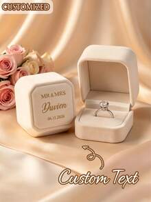 Custom Square Velvet Ring Box With Lid - Vintage Wedding Engagement Jewelry Display Box, Suitable For Engagement/Wedding/Anniversary Gifts, Earring And Ring Storage - Luxury Packaging, Jewelry Box - Multicolor - View 6