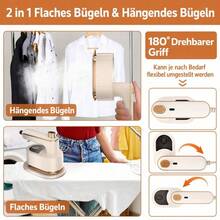 Tragbarer Mini-Dampfglätter für Kleidung, faltbares Reise-Design, leichtes Gehäuse mit 50 ml Wassertank, geeignet für Hemden, Blusen, Kleider und leichte Stoffe, Beige/Grün - WEISS - Übersicht 8