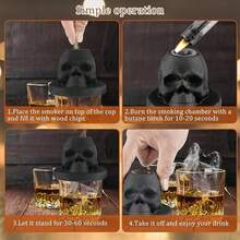 Cocktail Smoker Set, Whiskey Smoker Infusion Set, Skull Vintage Smoker Set, Suitable For Friends, Husbands And Fathers. (Butane Not Included) - A - View 2