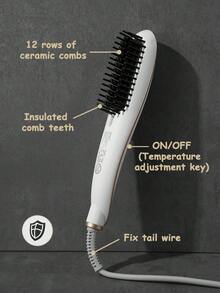CRASTS Straightening Comb Hair Straightener Styling Brush For Home Use, Volumizing Hair Care, Inward Curl, Dry Hair - White - View 4