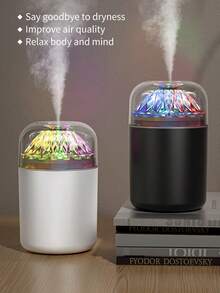 EIGIIS 1pc Portable Mini Humidifier 180ml Small Humidifier 2 Modes Large Mist USB Personal Desktop Humidifier Suitable For Home Bedroom Car Office Travel Yoga 7 Color LED Light Low Noise Operation - A - View 3
