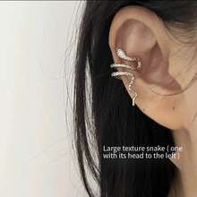 1 Fashionable Cool Elegant Low-Key Silver Small Snake Ear Clip Unisex Daily Wear Party Gift Outdoor Celebration Holiday Carnival Back To School Season - Antique Silver - View 8