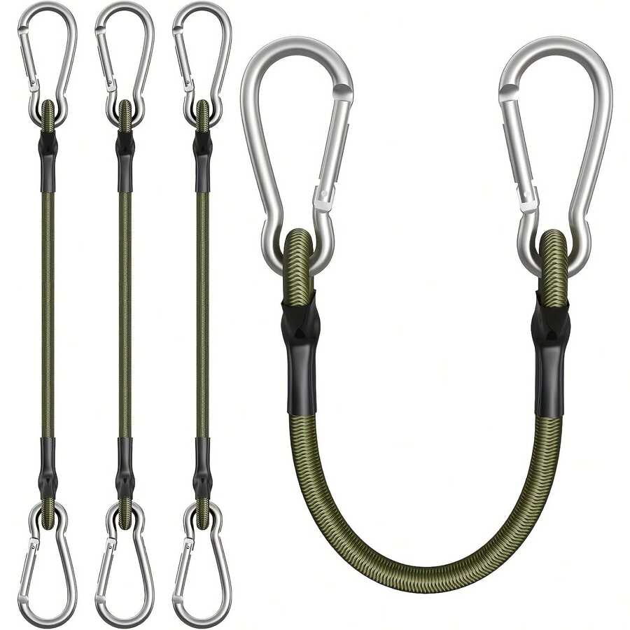 2pcs Elastic Rope With Carabiner Hook, Flexible And Durable Bungee Cord, Multi-Purpose Tie Down Rope For Camping, Luggage And Cargo Binding