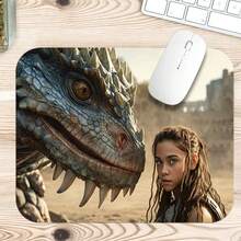 Ancient Giant Dinosaur Girl Portrait Extended Gaming Mouse Pad, Large Non-Slip Rubber Waterproof Keyboard Desk Mat, Suitable For PC Laptop Gaming Office Desktop Decoration - View 6