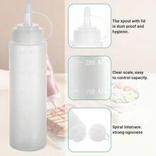 Set di 6 flaconi dosatori in plastica da 240 ml, a prova di perdite, ideali per salse piccanti e oli. - Bianco - Visualizzare 4