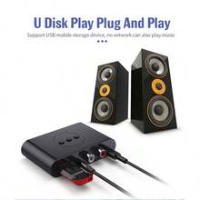 KZ 蓝牙5.2音频接收器，带USB、RCA、3.5mm AUX接口，无线立体声音乐适配器，带麦克风，适用于车载套件、扬声器、功放 - 黑色 - 查看 4