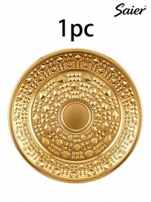 6pcs/3pcs/1pc Gold Round Rippled Stainless Steel Dinner Plate Set, 25cm/9.8in Size, Suitable For Japanese/ Home Kitchen/Restaurant/Outdoor Party Gatherings And More. Student Tableware/Party Tableware Set. - Multicolor - View 16