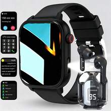 NcmRyu Set Jam Tangan Pintar Olahraga + Earphone, Layar HD 1,83 Inci, Jam Tangan Pintar Unisex, Baterai 260mAh, Penghitung Kalori, Berbagai Mode Olahraga, Notifikasi Pesan dan Panggilan, Jam Tangan Pintar Gaya Olahraga Kompatibel dengan Android dan iOS - View 10