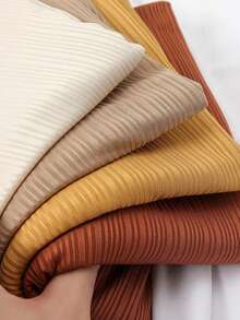 1pc Premium Knitted Ribbed Hijab Scarf For Women, Striped & Solid Color Headwear, Soft Breathable Shawl For Daily Dress - Plain-colored, Smooth-surfaced, Threaded Long Towel - View 1
