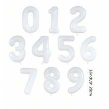 32 Inch White Oversized Number Balloons Set For Birthday Party, New Year, Holiday, Anniversary Decoration 0123456789 - White - View 9