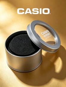 Casio Round Silver Tin Watch Gift Box, Transparent Window Metal Storage Case With Sponge Liner For Wristwatch Packaging & Holiday Gift Giving - Silver - View 4