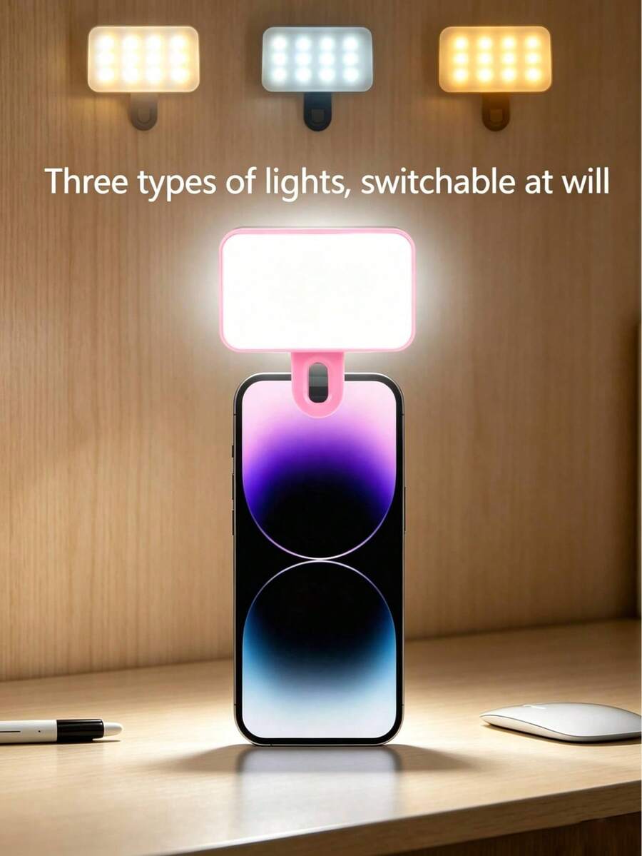 Baijun XU Mini Pocket Fill Light With 1 Clip, 3-Level Brightness Adjustment, Compact & Portable - Suitable For Smartphones, Cameras, Laptops, Etc. Ideal For Photography, Video Calls, Makeup, And Lighting