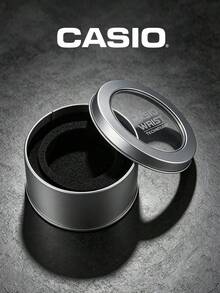 Hộp đựng đồng hồ thiếc tròn màu bạc Casio chính hãng, hộp lưu trữ đồng hồ bằng kim loại có cửa sổ trong suốt và miếng xốp đệm, dùng làm quà tặng và sưu tập đồng hồ - Bạc - Xem 3