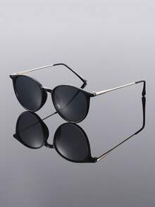 1 Pair Plastic Metal Full Frame Round Retro Personalized Street Style Thick Frame Y2K Fashion Men's Sunglasses, Suitable For Music Festivals, Street Photography, Vacation Outfits, Fits All Face Shapes - Multicolor - View 8