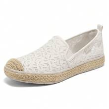 Skechers Sepatu loafer slip-on berenda yang bernapas, busa memori yang lembut dan elastis, sepatu slip-on wanita untuk berjalan-jalan santai, ringan, dan datar. - Putih - View 5